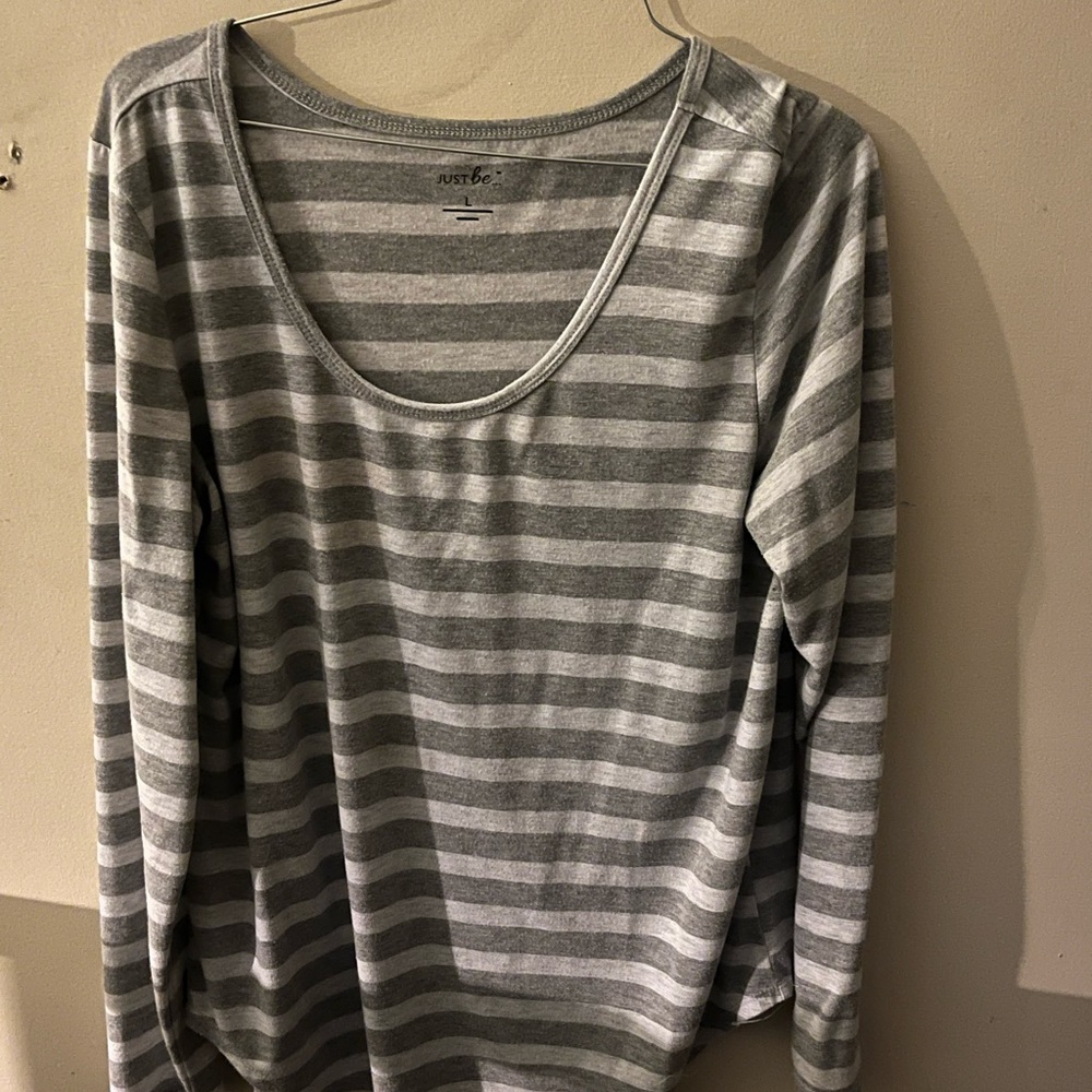 White and Grey long sleeve shirt